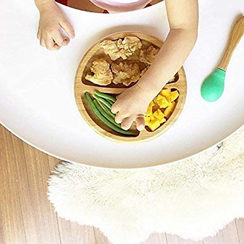 Baby Dinner Plates Portable Non Slip Baby Suction Plate Bamboo