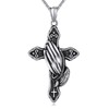 SILBAZ Lord's Prayer Praying Hands Cross Necklace Cross Necklace Crucifix