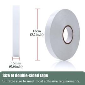 Ykimok 3 Rolls 0.6inch White Double Sided Tape, 160ft per Roll, PET with High Temperature Resistance, Sturdy Adhesion, and Moisture Proof for Electronics Repair and Decoration