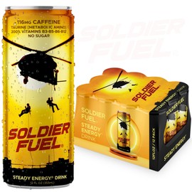 Soldier Fuel SteadyEnergy drink | Caffeine + Extra B Vitamins + Taurine + G-Tone + Inositol | Sugar Free | 12 fl oz (pack of 12)