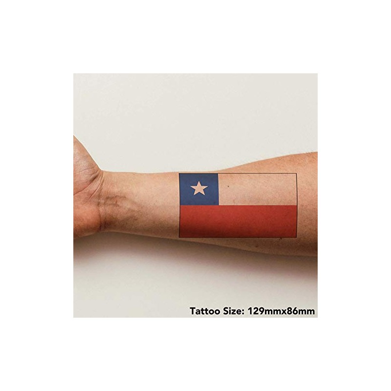 'Chile Flag' Temporary Tattoo - Water Resistant, Skin-Safe, Non-Toxic Transfer