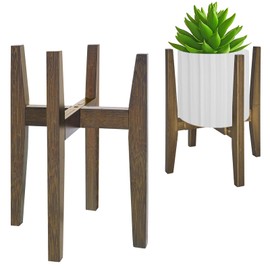 Rnined Rnined Plant Stand Indoor, Bamboo Plant Shelf, Adjustable Corner Plants Flower Holders Single Floor Plant Stand, Fits 8 to 12 Inches Pots,(Pot & Plant Not Included)(walnut)