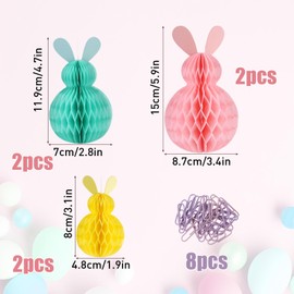 RYAN Pack of 6 Easter Bunny Decorations Made of Tissue Paper Rabbit Easter Tags Reusable Easter Eggs for Hanging Coloured Easter Eggs Papier Mache for Indoor and Outdoor Decoration Spring