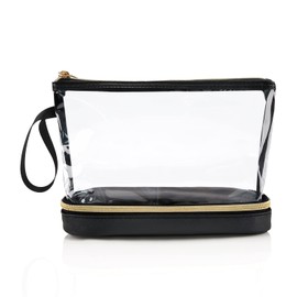 Clear Makeup Bag, Small Makeup Bag for Purse Travel Makeup Bag for Women TSA Approved Cosmetic Bag Waterproof Toiletry Bag (Black)