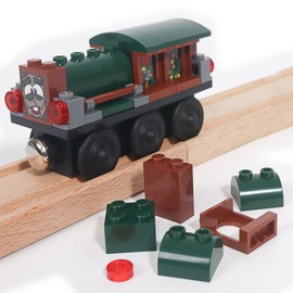 ZANY TRAINS - Brick Built Wooden Train - Baseplate Compatible with Block Brands and Wooden Railway - Series 2 - Rustin' Dustin - Train Track Accessories - Easter Basket Stuffer