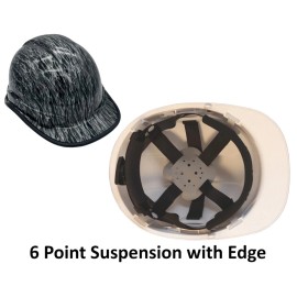 Texas America Safety Company Silver Flame Hydro Dipped Cap Style Hard Hat with Ratchet Suspension - 6PT with Protective Edge