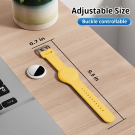 Foweroty Bracelet for AirTag 2nd Gen (2026) & 1st for Kids, Waterproof for air tagholder with Soft Silicone, Full Coverage Anti-Lost Hidden Wristband Accessories Watch Band for Child, Yellow