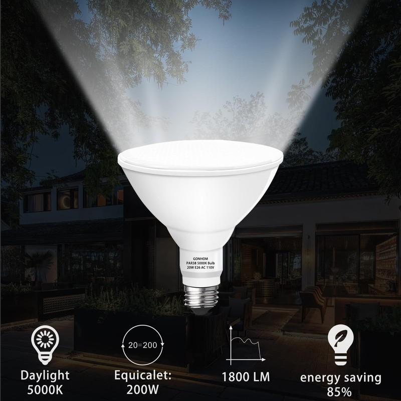 Gonhom Par38 led Flood Lights Outdoor Light Bulb,Dimmable 1800LM,20W Replace