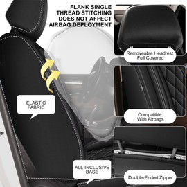 YORKNEIC 2 Front Seat Covers Fit for Toyota Tacoma 2016-2023 2024 Automotive Car Seat Covers Waterproof Breathable Leather Car Seat Cushion Protectors(2 Front Seats, Black)