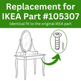 Spare Hardware Parts Bed Frame and Desk Screw (IKEA Part #105307) (Pack of 8)