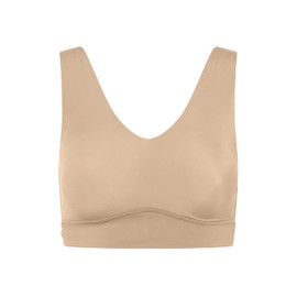 Harper Wilde Bliss Bralette - Ultra-Soft and Lightweight V-Neck Bralette - Wireless Bras for Women - Beige, Large