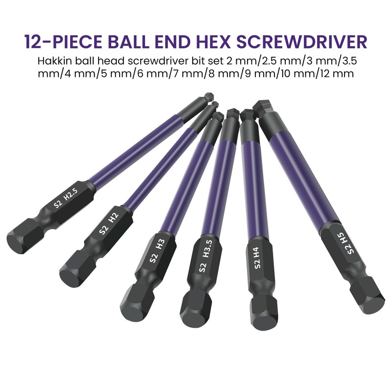 WIYETY Pack of 12 Ball Head Hex Screwdriver: Allen Key