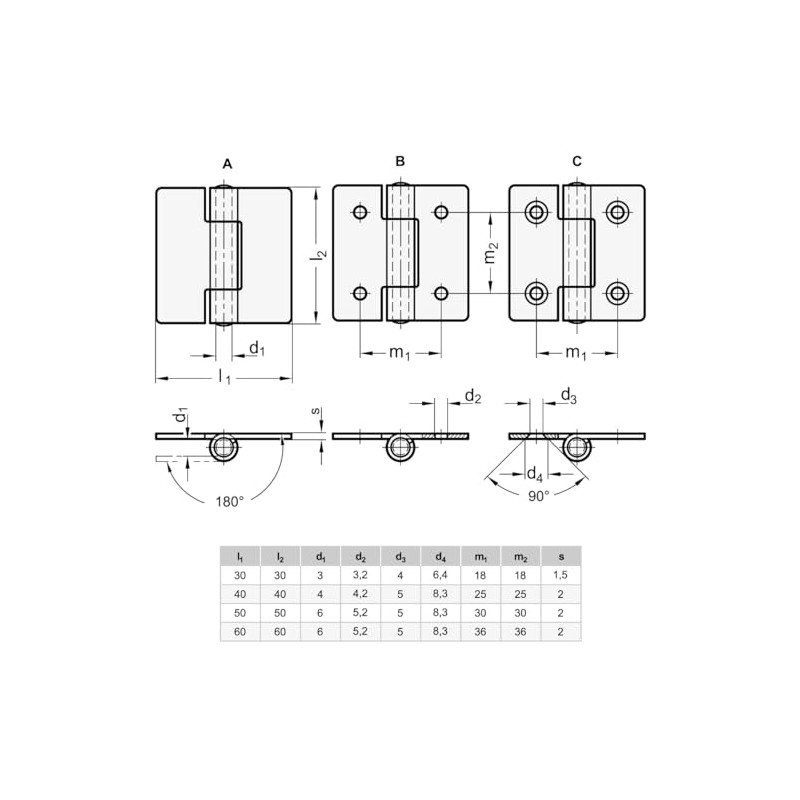 Ganter Normelemente Stainless Steel Sheet Hinges - GN 136-NI-40-40-A |