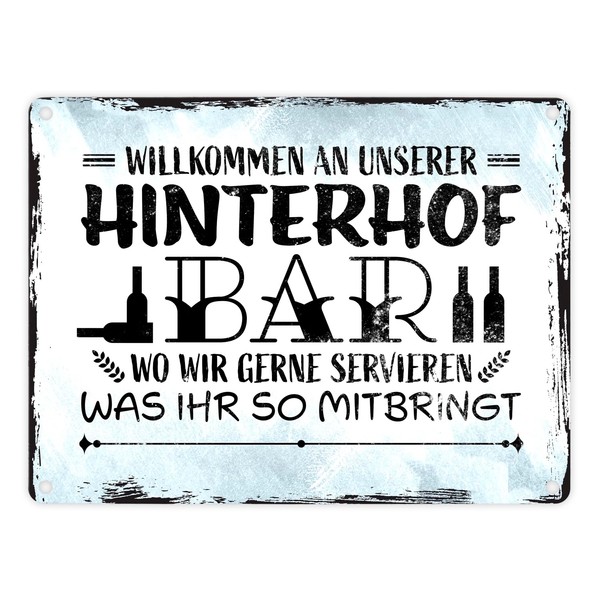 Welcome to our backyard bar metal sign in 15 x