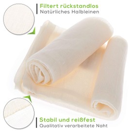 TreeBox Straining Cloth - Premium Organic Cotton & Linen Cheese Cloth Set - Tear-Resistant & Ultra-Fine for Precise Filtration - Reusable Straining Cloth - Cheesecloth - Perfect for Juice and Soup -