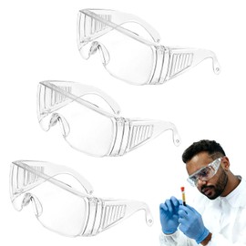 3 Pairs Clear Safety Glasses Over Glasses Goggles Anti- Fog/Scratch Eye Protective Polycarbonate Eyewear Safety Goggles for Shooting, Labs, Outdoor, Workplaces Safety Eye Protection