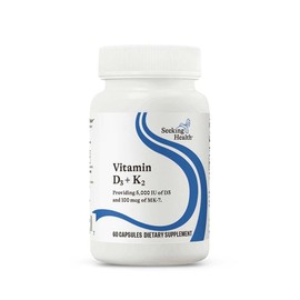Seeking Health Vitamin D3 + K2 - Immune System & Bone Health Support with Vitamin D3 (Cholecalciferol) & Vitamin K2 (Menaquinone-7) - Vegetarian Vitamin D & K Supplement - 60 Capsules