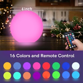 Floating Pool Lights,4-Inch LED Orb Lamp for Swimming Pool,IP68 Waterproof for Pool Lights That Float, Glow Balls for Pool at Night Lights for Hot tub Pond Garden Lawn Party Decor,16 RGB Colors
