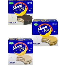 Moon Pie Double Decker Chocolate Vanilla and Banana Original Marshmallow Sandwich, 22 oz, 8 Count, Pack of 3