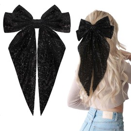 Sequin Bow Hair Bow Big Bow Hair Clips,Bow Hair Clip, Hair Bows for Women Adopts a Double Layered Bow Design with Sparkling Sequins 90's Accessories for Party Valentine's Day Women Girl（Red）