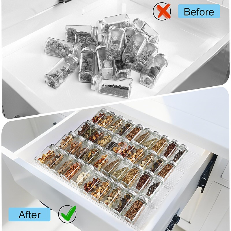 Derlyniupi Spice Organizer for Drawer, 4 Pcs Clear Acrylic Drawer