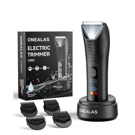 Onealas Body Hair Trimmer, Beard Trimmer for Men Electric Shavers, Waterproof Body Shaver Precise Pubic Grooming, Waterproof Ultra Groin Trimmers, USB-C Rechargeable, 4 Adjustable Guard Combs
