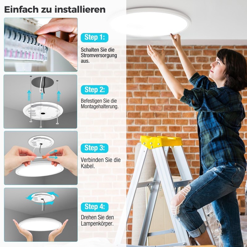 libtit LED Ceiling Light 24 W, Bright Ceiling Light 2400
