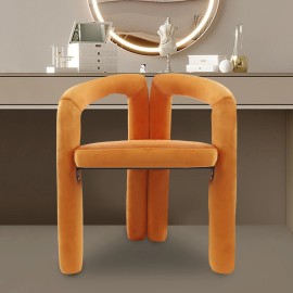 Comfy Modern Makeup Vanity Chair with Upholstered Seat & Backrest Orange US