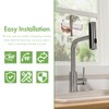 Kitchen Faucet with Pull Down Sprayer Brushed Nickel Waterfall Sink