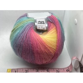 Angora Design Pastels - Pink Lilac Blue Green Orange Yellow Self-Striping Fine Weight Acrylic Angora Wool Blend Yarn - 3.53 Ounces (100grams) 601 Yards