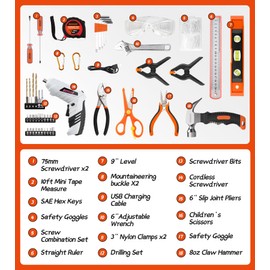 Difflife 118-Piece Hand Tool Set, Tool Kit with Storage Bag for DIY Building and Woodworking, Tool Set-118 Piece