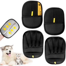 HAASIKI 4Pcs Cat Grooming Glove, Static Removal Gloves Pet Hair, Dog Washing Gloves, Double Sided Pet Grooming Gloves, Cat Grooming Glove, Static Removal Gloves Pet Hair, Versatile Grooming