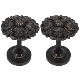 MERIVILLE Set of 2 Fleur Window Drapery Medallion Holdbacks, Curtain Tiebacks, Wall Hook, Tassel Holder, Bronze with Gold