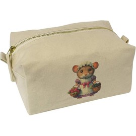 'Harvest Mouse with Fruit Baskets' Canvas Wash Bag/Makeup Case (CS00040371)