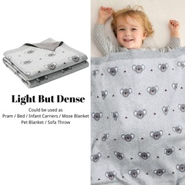 LAWKUL Baby Blanket for Newborn 100% Cotton Soft Knitted Blankets Boy Girls Comforter Koala 100x80cm Grey