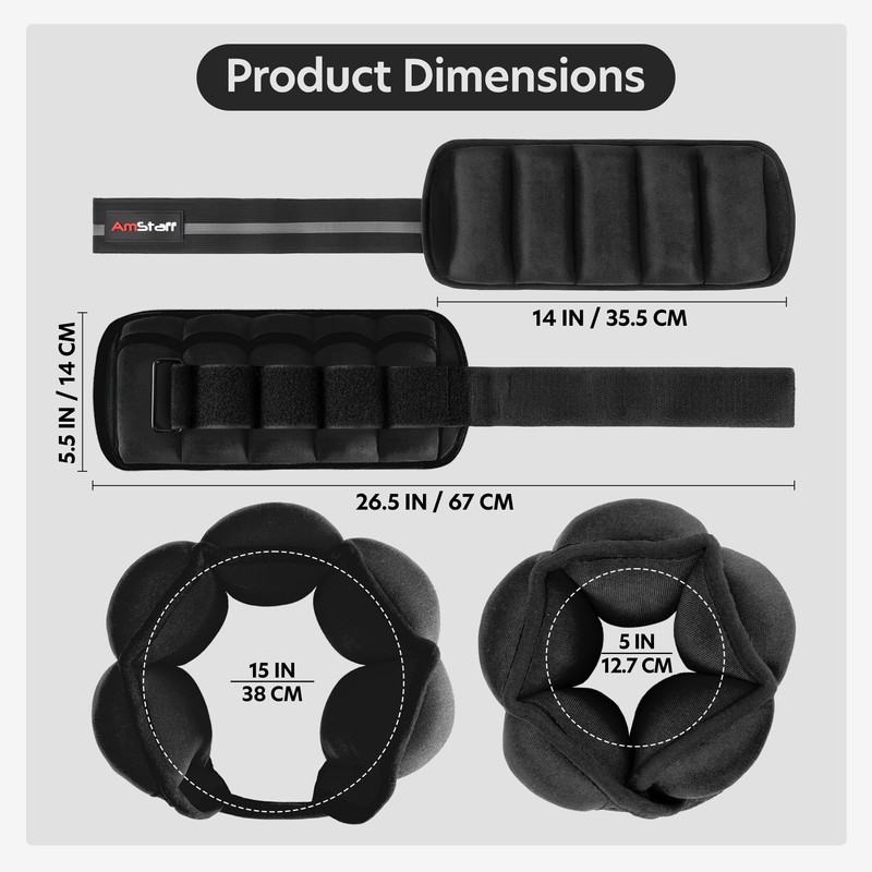 AmStaff Fitness Adjustable Ankle Weights 1 Pair 2 4 6