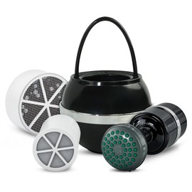 Crystal Quest Bath Ball, Shower & Replacement Filter Cartridges - Filter to Reduce Contaminants - Effortless & Quick Installation | Bundle Pack - Black