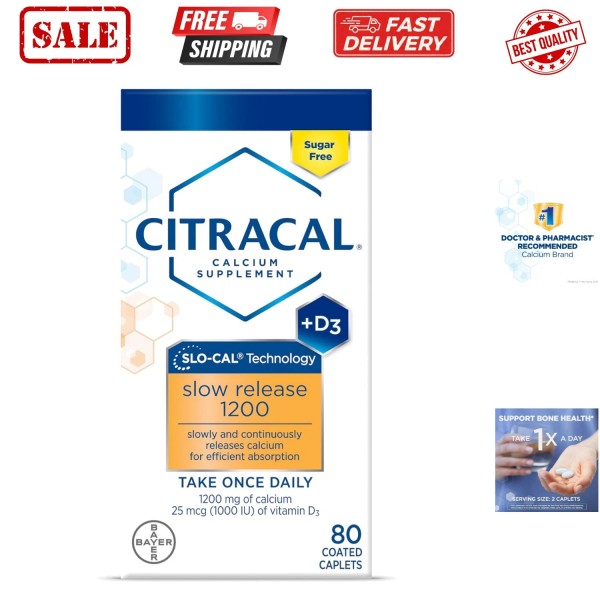 Unbranded 80 Caplets of Calcium Plus D Slow Release -