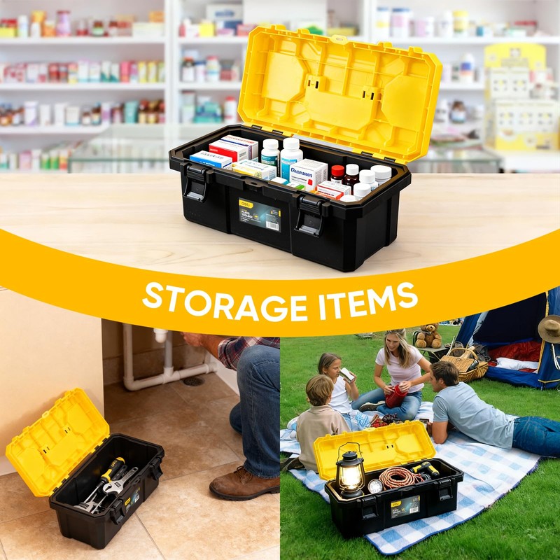 16 Inch Tool Box with Lock, 2-Layer Heavy-Duty Organizer with