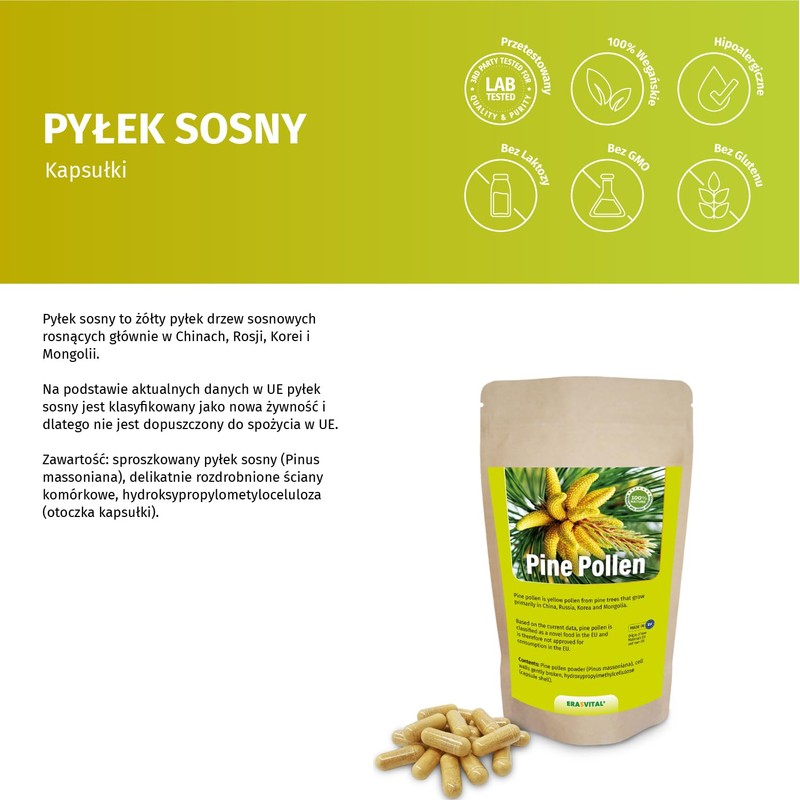 Pinien Pollen Kapseln Wildsammlung Zellwandgebrochen vegetarische Kapselhülle (90 stück (1er