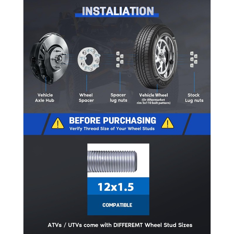 ECCPP 4PCS change bolt pattern from 5x4.5 to 5x110 Wheel