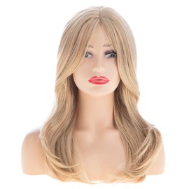 Long Wavy Blonde Wigs for Women Synthetic Natural Cosplay Replacement Hair Wig,Mixed Blonde