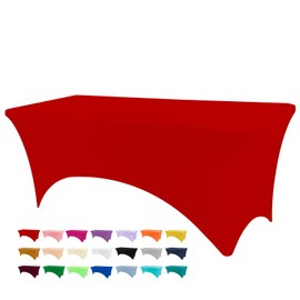 BDDC Red Tablecloth, Fitted Table Clothes for 8 Foot Rectangle Tables, Table Cloths for Parties, Wedding, Banquet and Festival (Red, 8FT)
