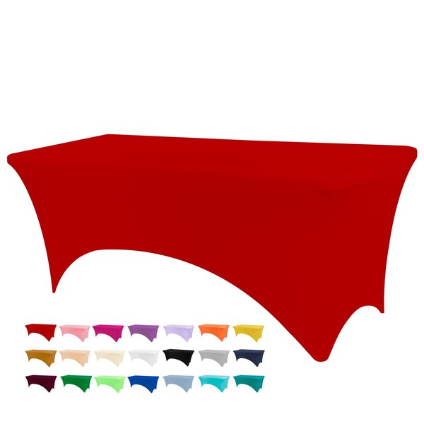 BDDC Red Tablecloth, Fitted Table Clothes for 8 Foot Rectangle