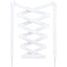 DANHUA Flat Cotton Shoelaces for Sneakers: 2 Pair 47Inch White Solid Athletic Shoe Laces