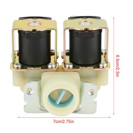 Valve, 12 V solenoid valve, electric double head solenoid valve DN20 G3 / 4 DC 12 V, normally closed double head water inlet solenoid valve for washing machine, 0.02-0.8 MPa