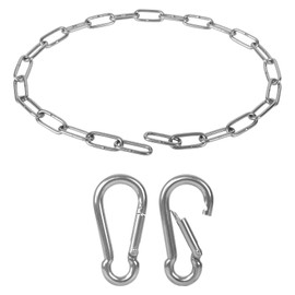 1/8 X 28 Inch Stainless Steel Gate Chain Lock, Adjustable Gate Link Chain Lock with 1/5 inch Carabiners, Metal Security Gate Chain Link for Outdoor Fences, Yard Pet Cage, Side Back Garden Door, Silver