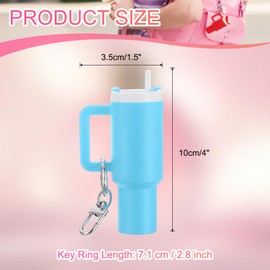 PATIKIL Mini Cup Keychain, Lip Balm Holder Mini Tumbler Key Chain Cute Decor Keychain Charm for Backpack Handbag Purse, Sky Blue