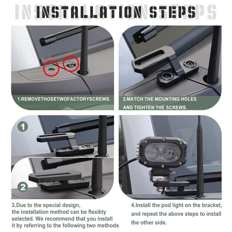 Seven Sparta Dual A-Pillar Light Mount Off-Road Ditch Lights Mounting