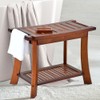 Teak Shower Chair Stool, 24" Shower Bench Seat, Wooden Bathroom